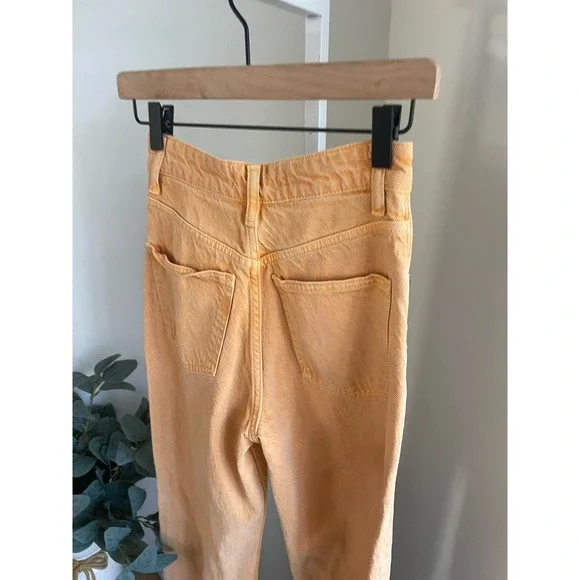 Zara High Rise Wide Leg Jeans Orange Size 2 Raw Hem Full Length - Picture 8 of 10